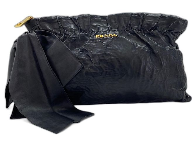 Borsa a Clutch Prada Nera Nero - vista 2