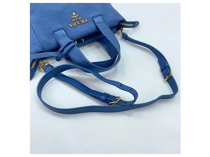 Borsa a tracolla Prada Vitello in blu - vista 8