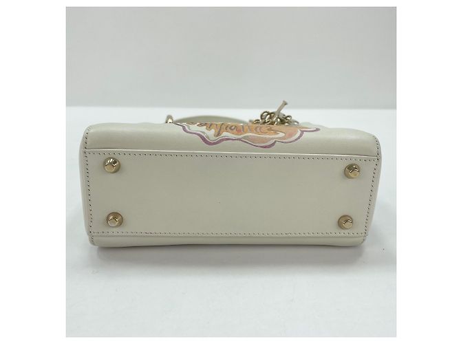 Sac à épaule Lady Mini Christian Dior Blanc - vue 6