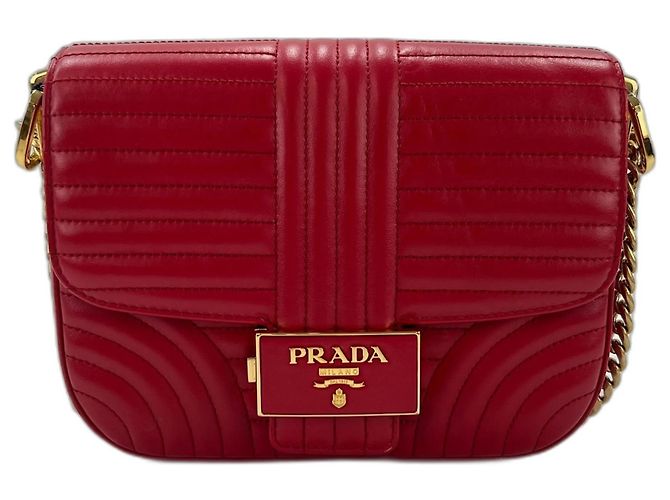 Prada Diagram gesteppte Schultertasche Rot - Ansicht 2