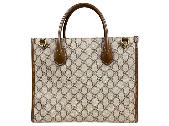 Borsa Tote Gucci GG Small Marrone - vista 3