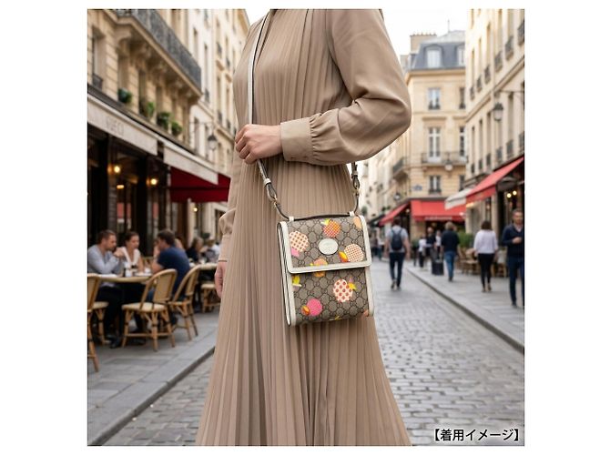 Borsa a tracolla Gucci Les Pommes Collection GG Supreme Bianco Beige - vista 15