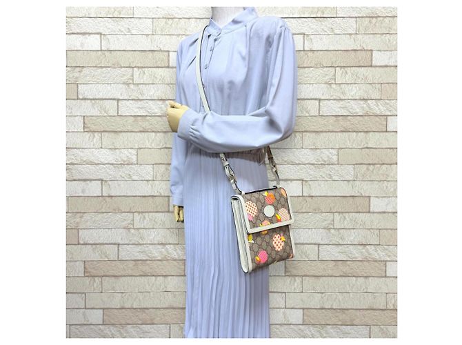 Borsa a tracolla Gucci Les Pommes Collection GG Supreme Bianco Beige - vista 2