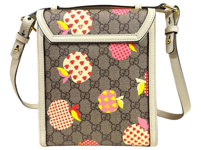 Borsa a tracolla Gucci Les Pommes Collection GG Supreme Bianco Beige - vista 3