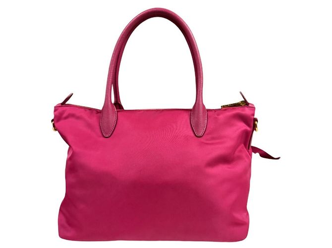 Borsa a tracolla Prada in nylon rosa - vista 3