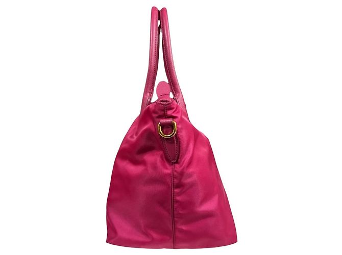 Borsa a tracolla Prada in nylon rosa - vista 4