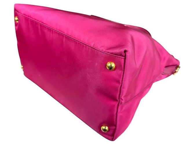 Borsa a tracolla Prada in nylon rosa - vista 5