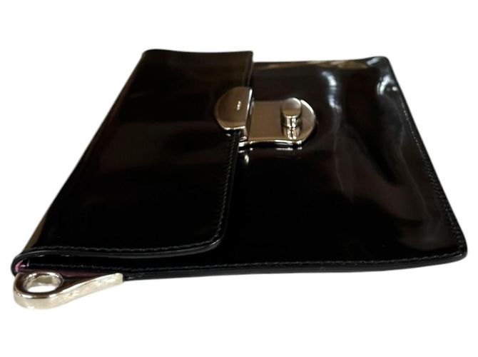 Borsa a tracolla in pelle smaltata Prada Nero - vista 4