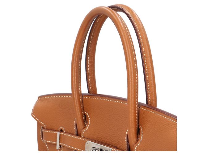 Hermès Borsa Hermes Birkin 30 in pelle Togo marrone D'oro - vista 15