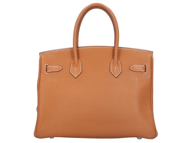 Hermès Borsa Hermes Birkin 30 in pelle Togo marrone D'oro - vista 3