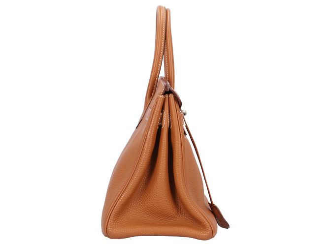 Hermès Borsa Hermes Birkin 30 in pelle Togo marrone D'oro - vista 4