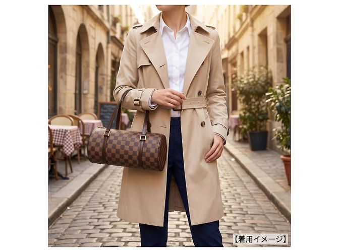 Borsa Louis Vuitton Papillon 26 Damier Marrone - vista 13