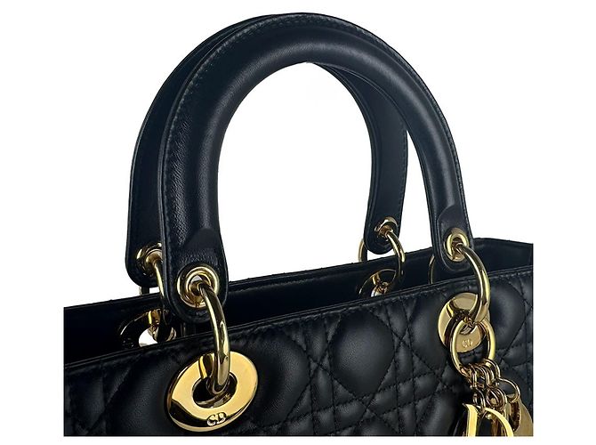 Borsa Christian Dior Lady Large in pelle di agnello Nero - vista 10