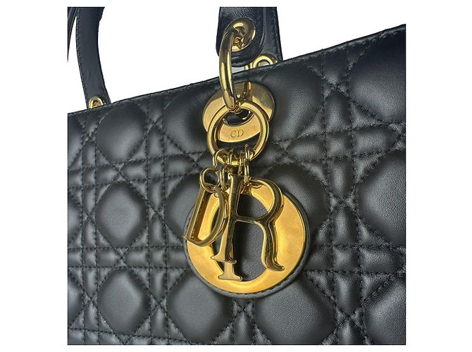 Borsa Christian Dior Lady Large in pelle di agnello Nero - vista 11