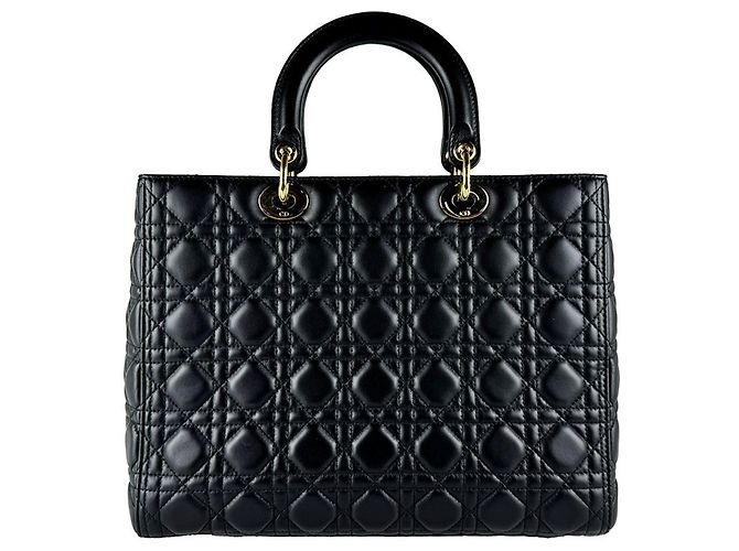 Borsa Christian Dior Lady Large in pelle di agnello Nero - vista 3