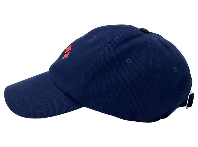 Céline Cappellino in cotone blu navy e rosso Celine - vista 4