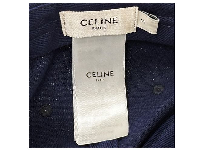 Céline Cappellino in cotone blu navy e rosso Celine - vista 6