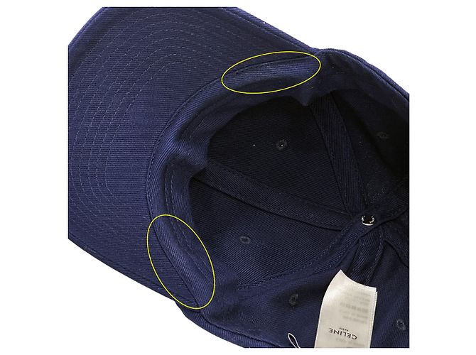 Céline Cappellino in cotone blu navy e rosso Celine - vista 7