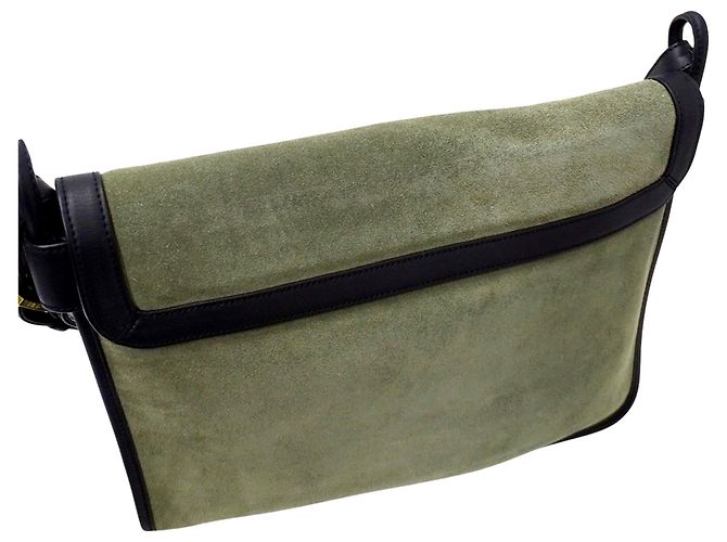 Borsa Loewe in camoscio Anagram nera e verde Nero - vista 10