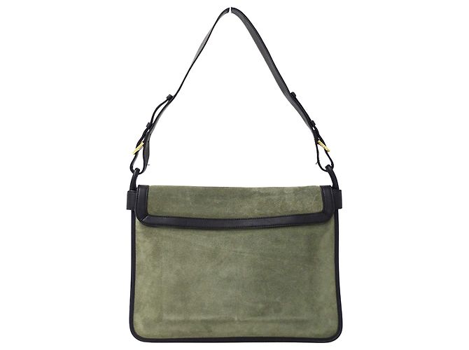 Borsa Loewe in camoscio Anagram nera e verde Nero - vista 2