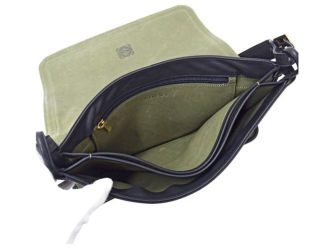 Borsa Loewe in camoscio Anagram nera e verde Nero - vista 5