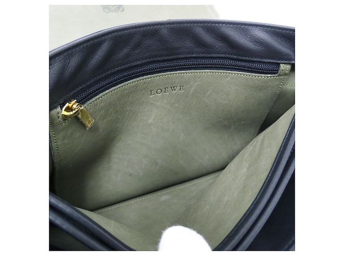 Borsa Loewe in camoscio Anagram nera e verde Nero - vista 7