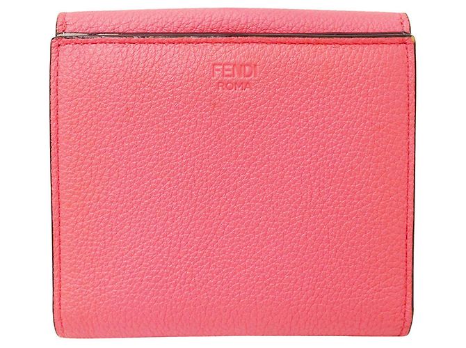 Portafoglio bi-fold da donna Fendi in pelle rosa - vista 2