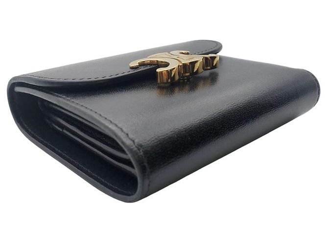 Triomphe Céline Portafoglio bi-fold da donna Celine in pelle nera Nero - vista 4