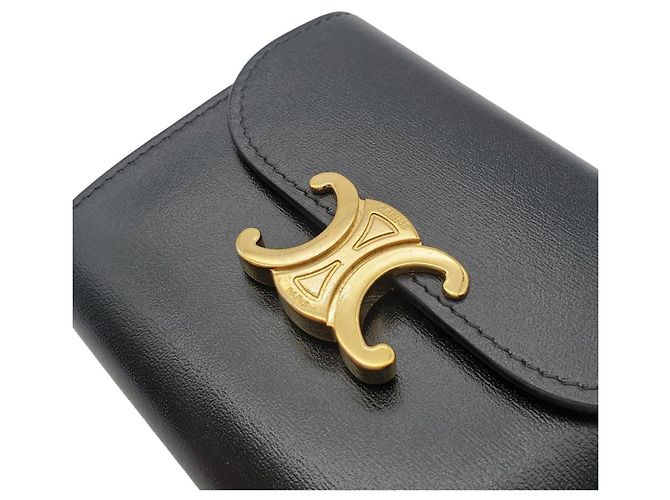 Triomphe Céline Portafoglio bi-fold da donna Celine in pelle nera Nero - vista 5