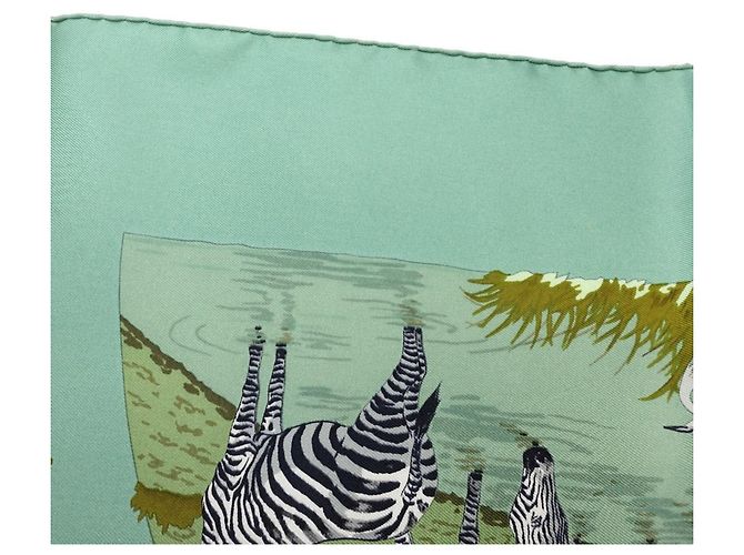Hermès Foulard di seta Hermes Carre 90 Tanzania Multicolore Verde - vista 10