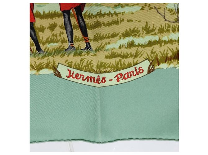 Hermès Foulard di seta Hermes Carre 90 Tanzania Multicolore Verde - vista 11