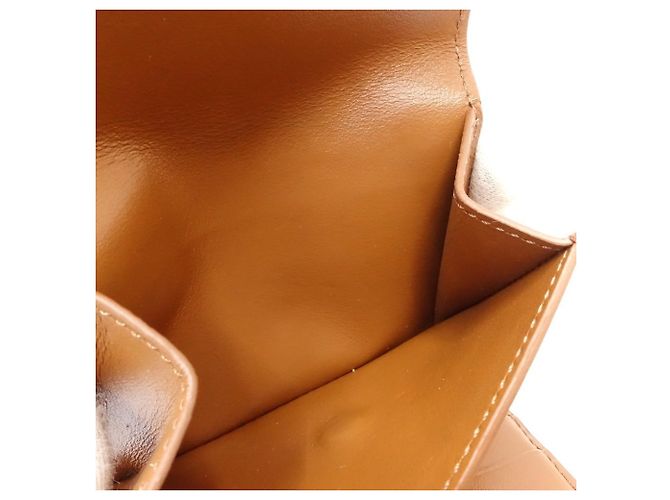Céline Portafoglio tri-fold Celine in tela e pelle marrone - vista 10