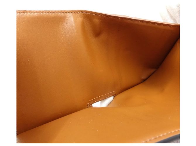 Céline Portafoglio tri-fold Celine in tela e pelle marrone - vista 8