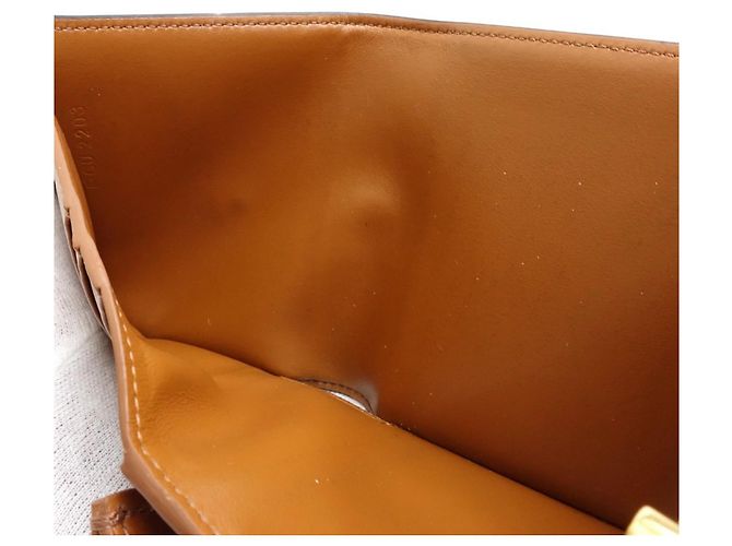 Céline Portafoglio tri-fold Celine in tela e pelle marrone - vista 9