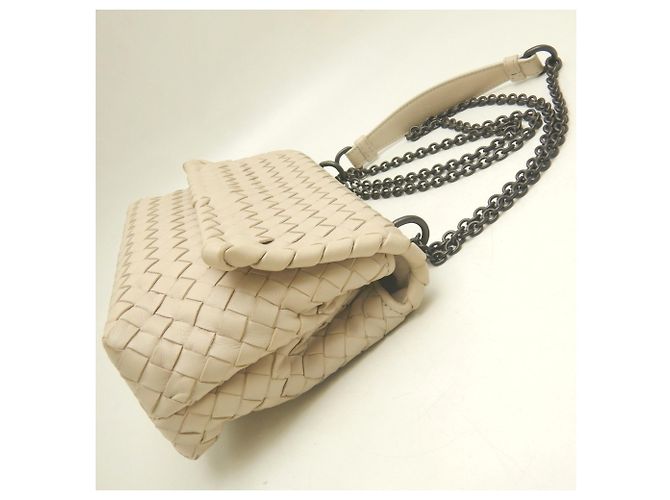 Borsa a tracolla Bottega Veneta Olympia Intrecciato con catena Crudo - vista 4
