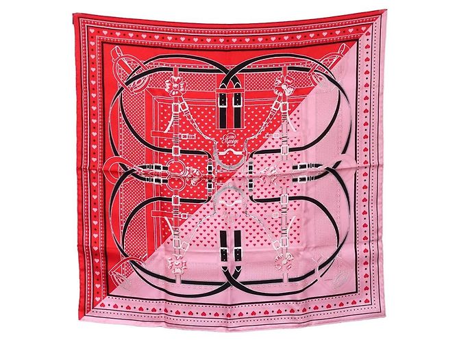 Hermès Foulard di seta Hermes Grand Manège Bandana Rosa Rosso Multicolore - vista 2