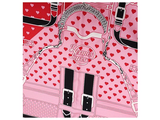 Hermès Foulard di seta Hermes Grand Manège Bandana Rosa Rosso Multicolore - vista 4