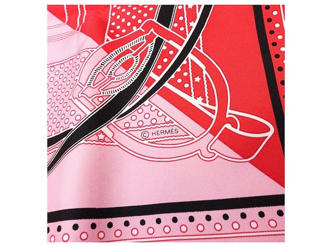 Hermès Foulard di seta Hermes Grand Manège Bandana Rosa Rosso Multicolore - vista 5
