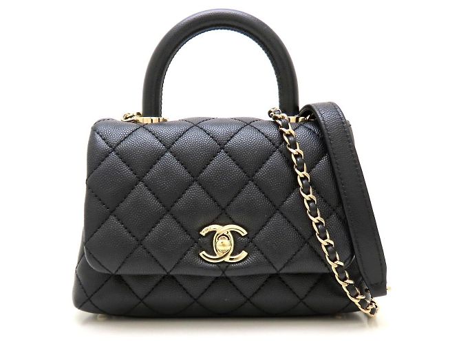 Sac à main Chanel Coco Handle 19 XXS Matelassé Noir - vue 2