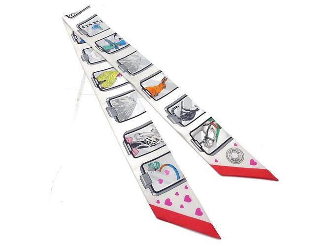 Hermès HERMES Twilly Schal - 2023AW Kollektion Braun Weiß Mehrfarben - Ansicht 3