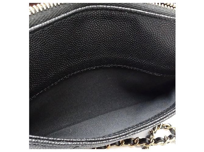 Portafoglio con catena Chanel in pelle di vitello martellata nera Nero - vista 10