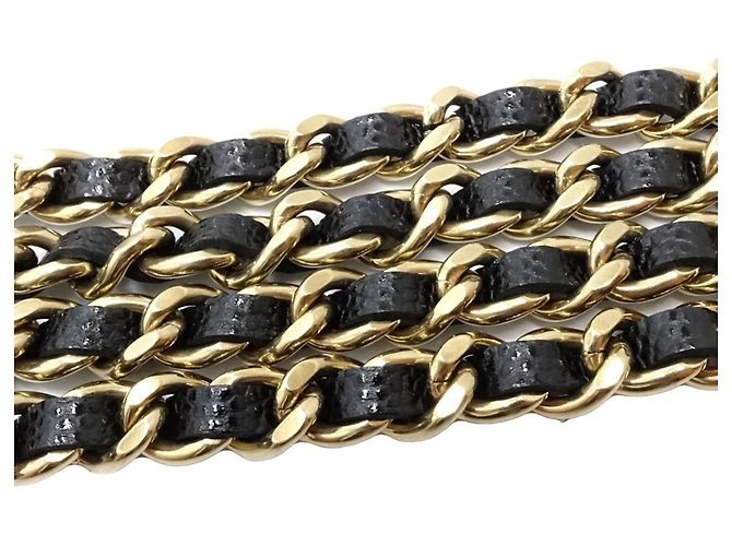 Portafoglio con catena Chanel in pelle di vitello martellata nera Nero - vista 11