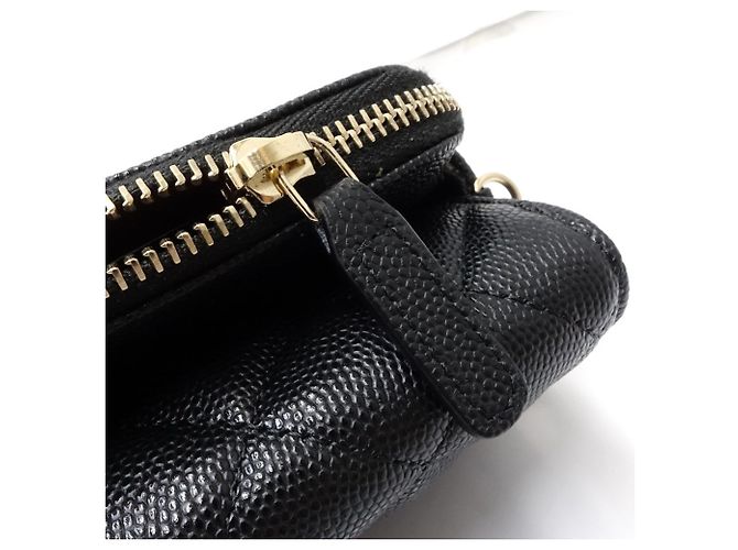 Portafoglio con catena Chanel in pelle di vitello martellata nera Nero - vista 12