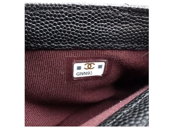 Portafoglio con catena Chanel in pelle di vitello martellata nera Nero - vista 14
