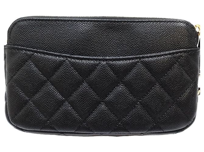 Portafoglio con catena Chanel in pelle di vitello martellata nera Nero - vista 4