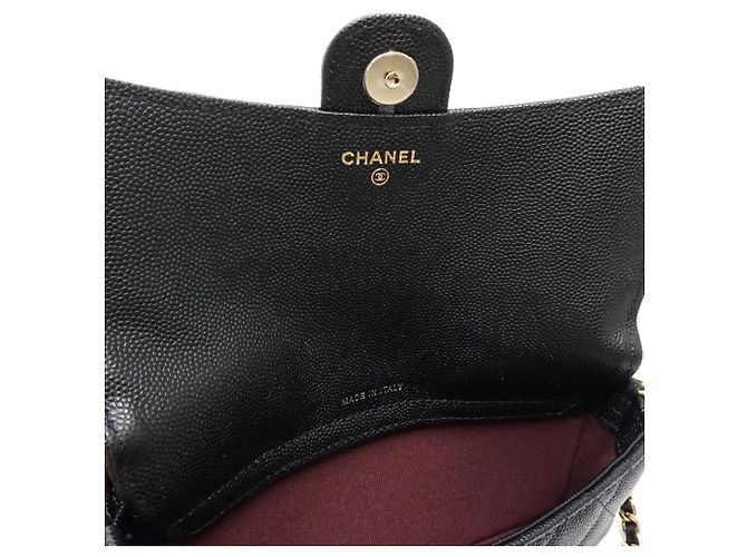 Portafoglio con catena Chanel in pelle di vitello martellata nera Nero - vista 6
