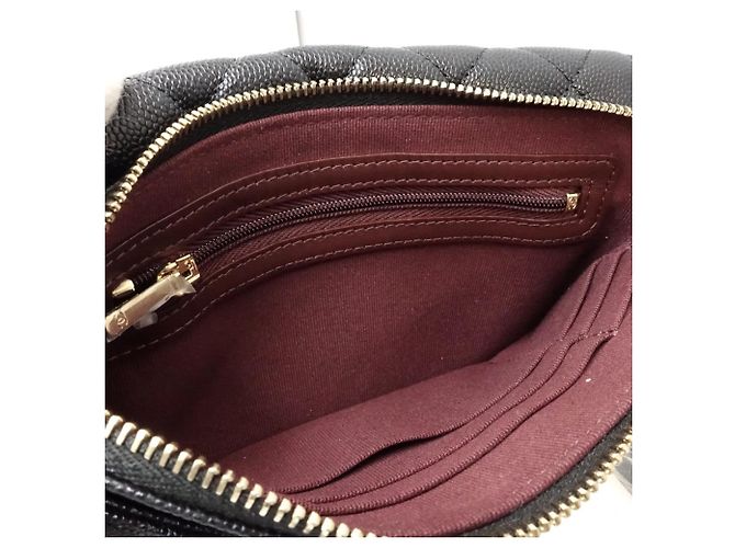 Portafoglio con catena Chanel in pelle di vitello martellata nera Nero - vista 9