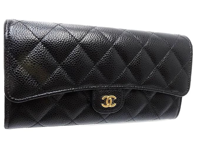 Cartera larga Chanel de piel de becerro granulada negra Negro - vista 3