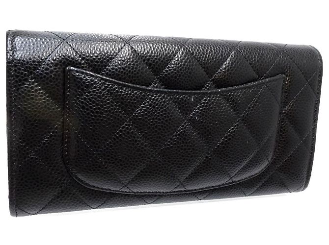 Cartera larga Chanel de piel de becerro granulada negra Negro - vista 4