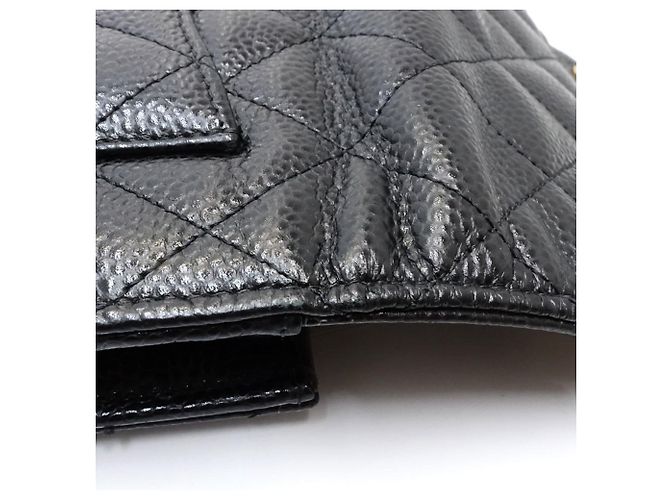 Cartera larga Chanel de piel de becerro granulada negra Negro - vista 6